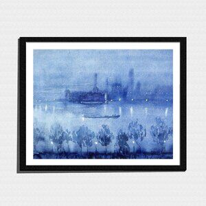 Art Print, Blue Harbor Cityscape Painting